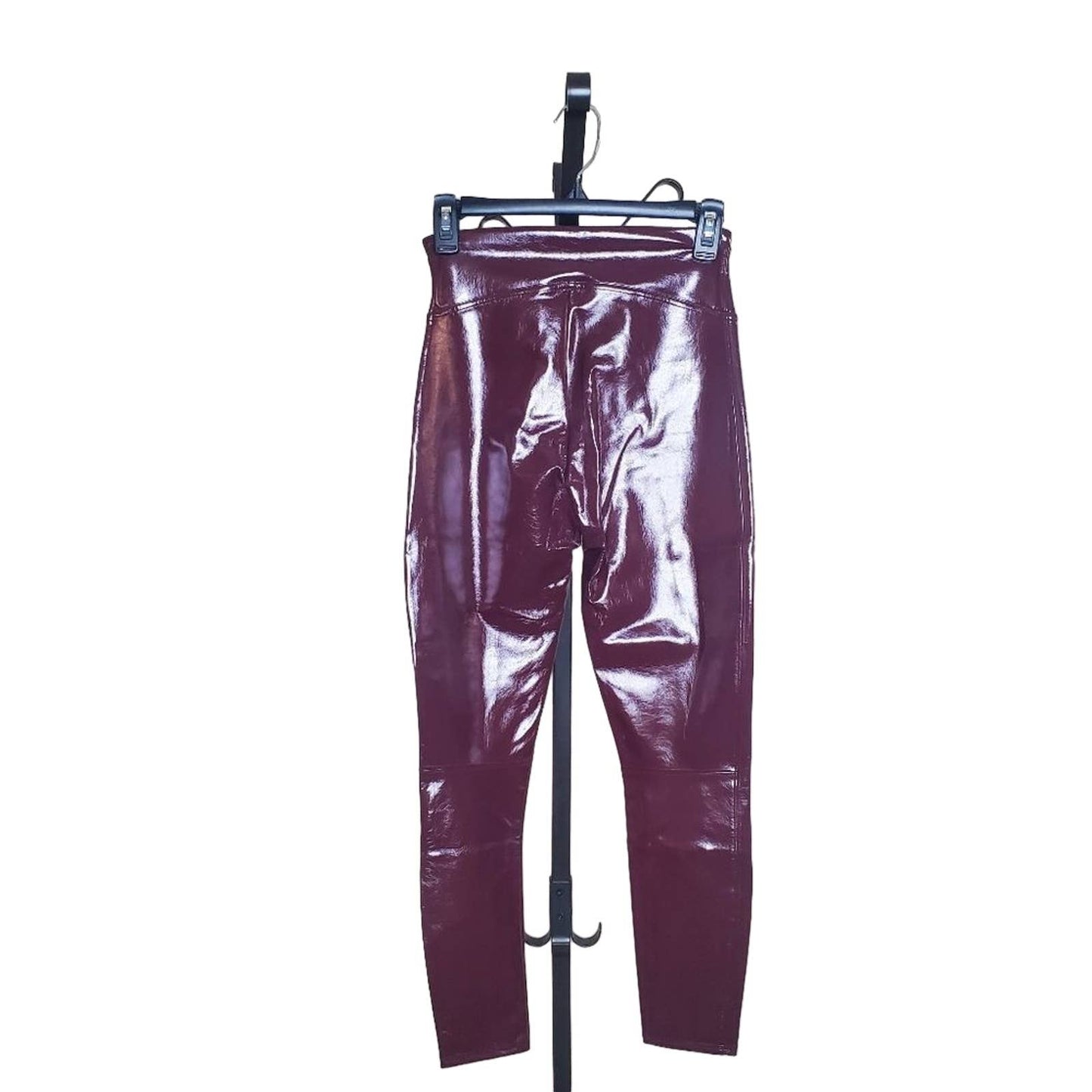 NEW WITH TAGS Spanx Faux Patent Leather Leggings, Ruby, Petite Small