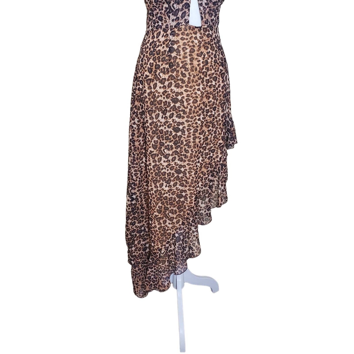 In the Style Leopard Print Halter Ruffle Dress, Size 4