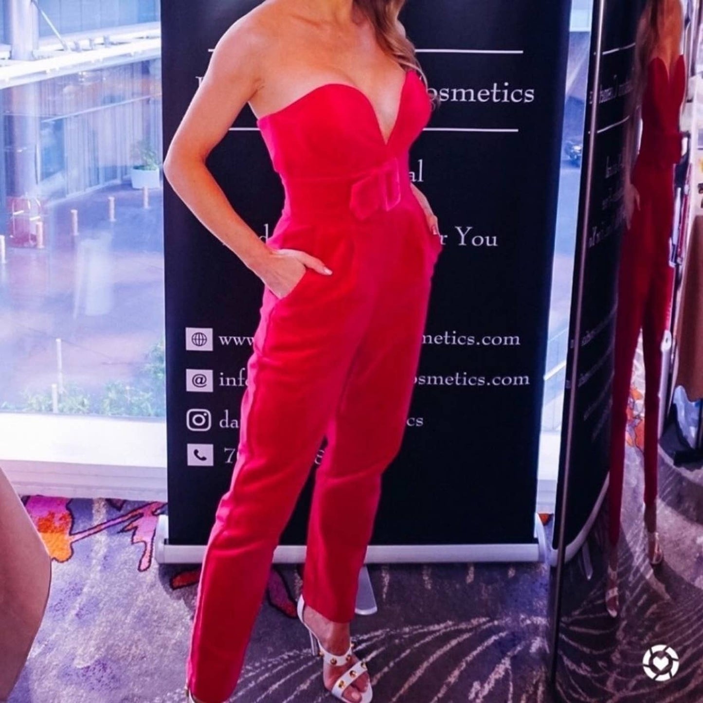Amanda Uprichard New York Hot Pink Strapless Velvet Jumpsuit, X-Small