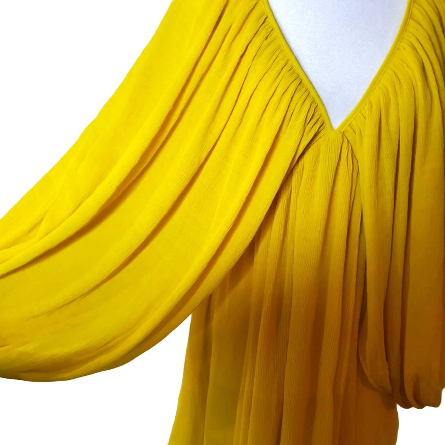 Tularosa Crinkled Chiffon Vibrant Yellow Mini Dress, Size X-Small