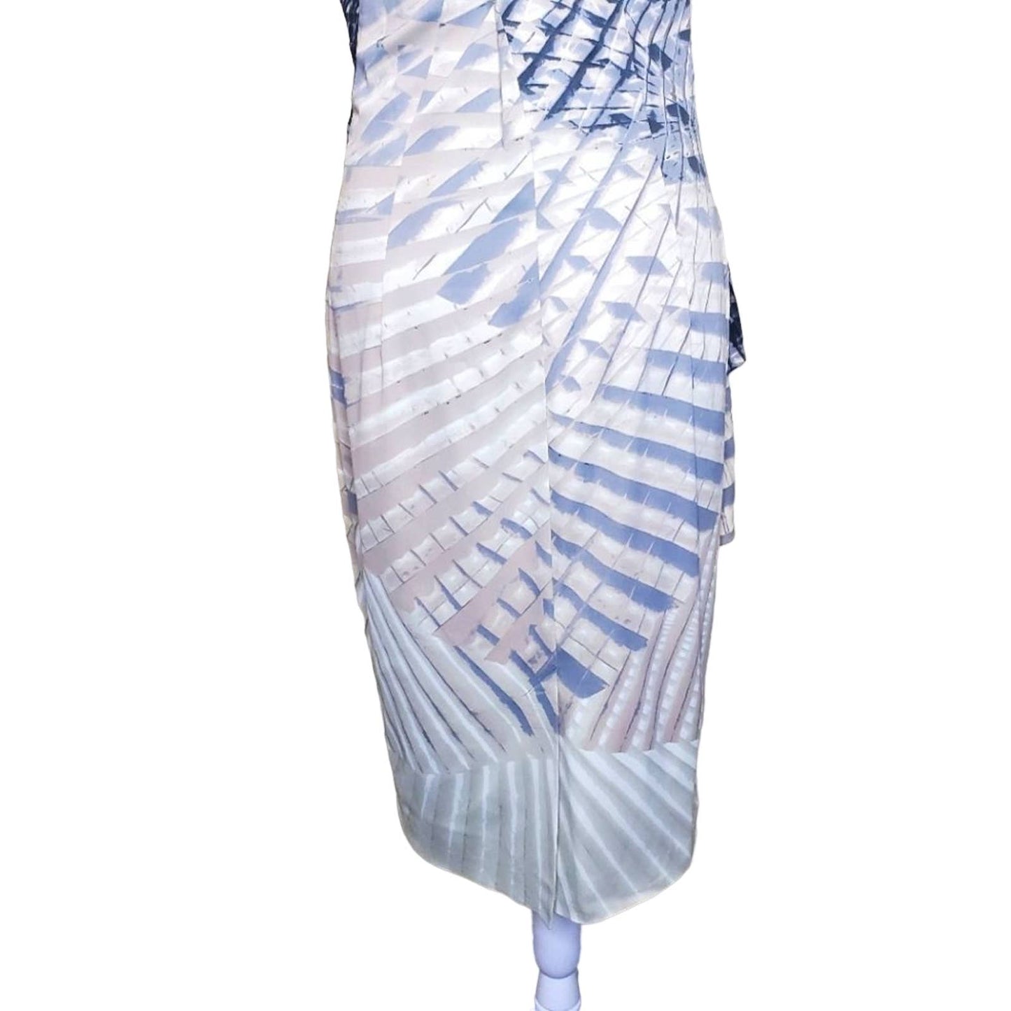 Karen Millen Strapless Dress with Gray, Tan, Cream Design, Size  12