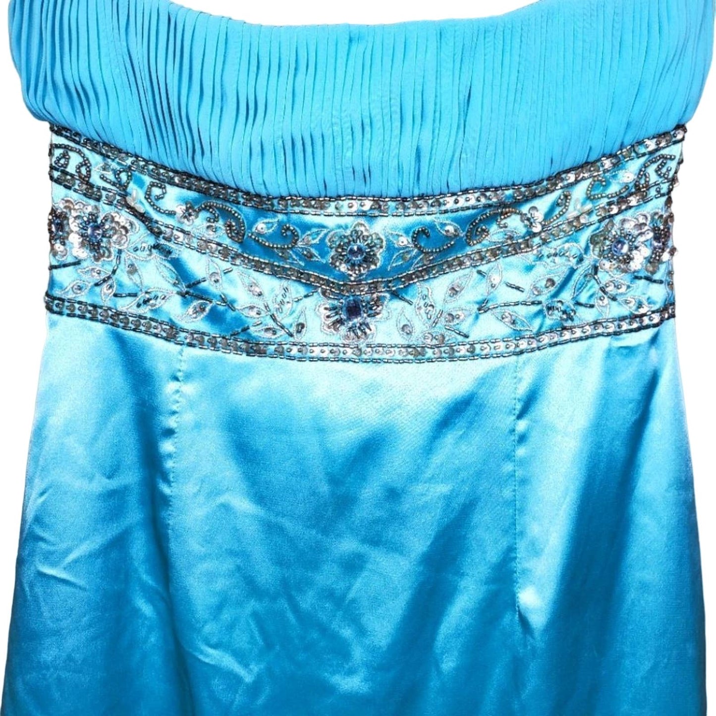NEW Sue Wong Strapless Beaded Embroidered Blue Dress, Size 2