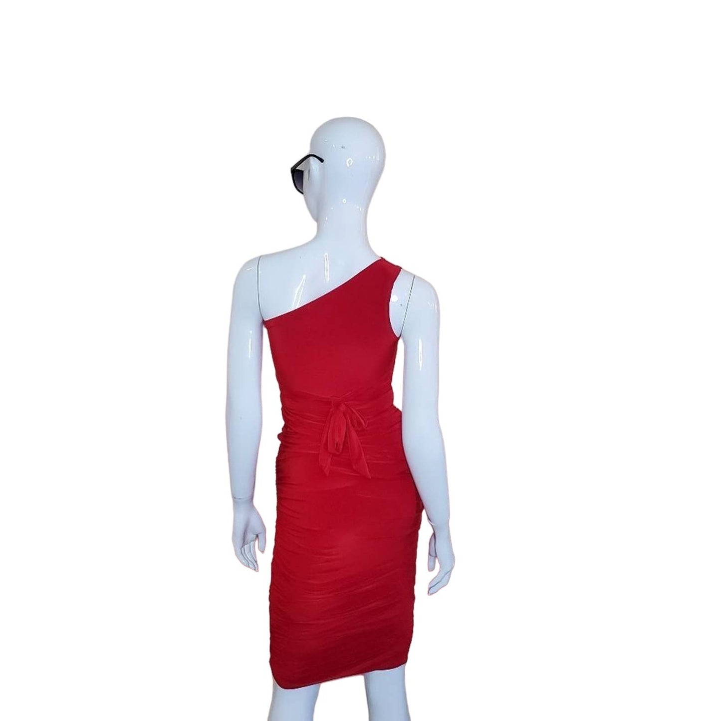 Femme Luxe One Shoulder Sleeveless Bodycon Red Dress, Size UK6/US 0