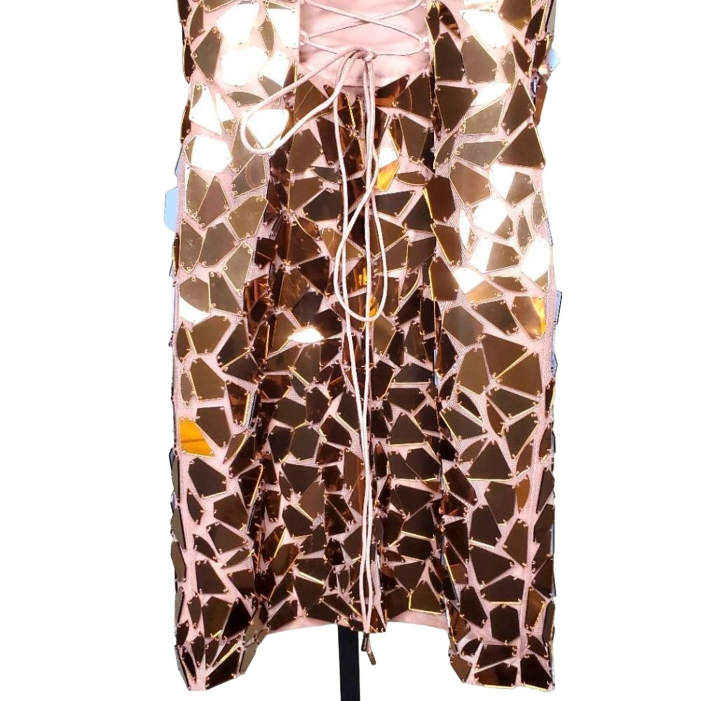 Sherri Hill Short Strapless Scuba Dress with Lace Up Back, Bronze, Size 00