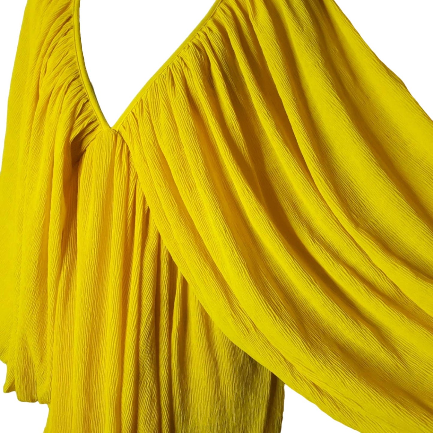 Tularosa Crinkled Chiffon Vibrant Yellow Mini Dress, Size X-Small