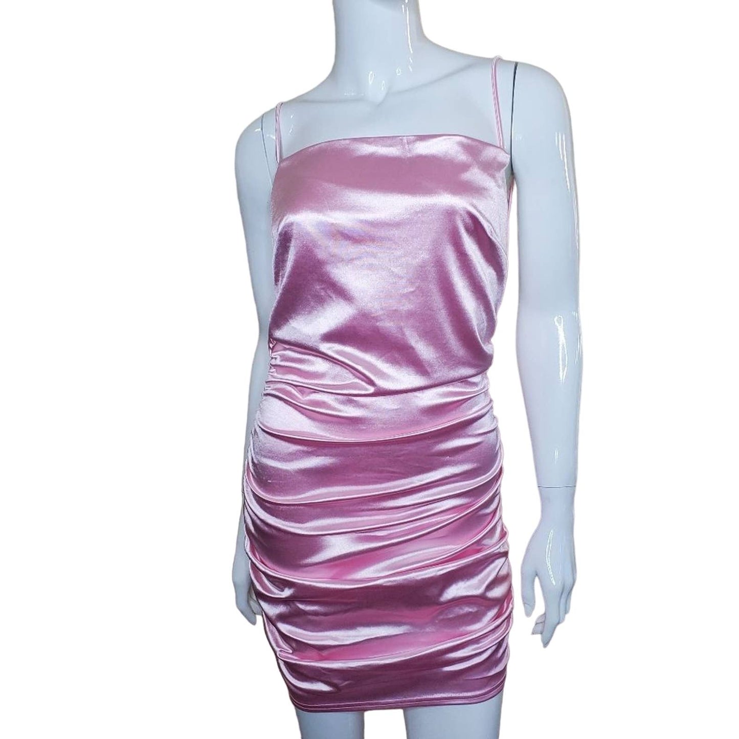 NEW Fashion Nova Pink Satin Mini Dress, Size Large