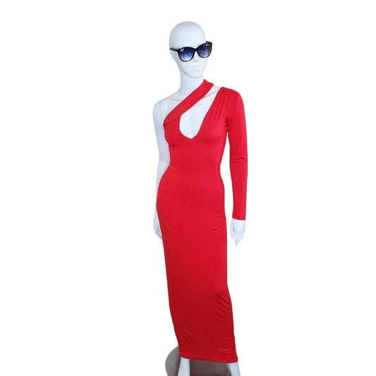 AQ/AQ 1 Sleeve Red Maxi Dress, Size 0