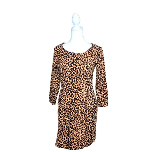 Divided by H & M Leopard long sleeve dress with back zipper, Size 10