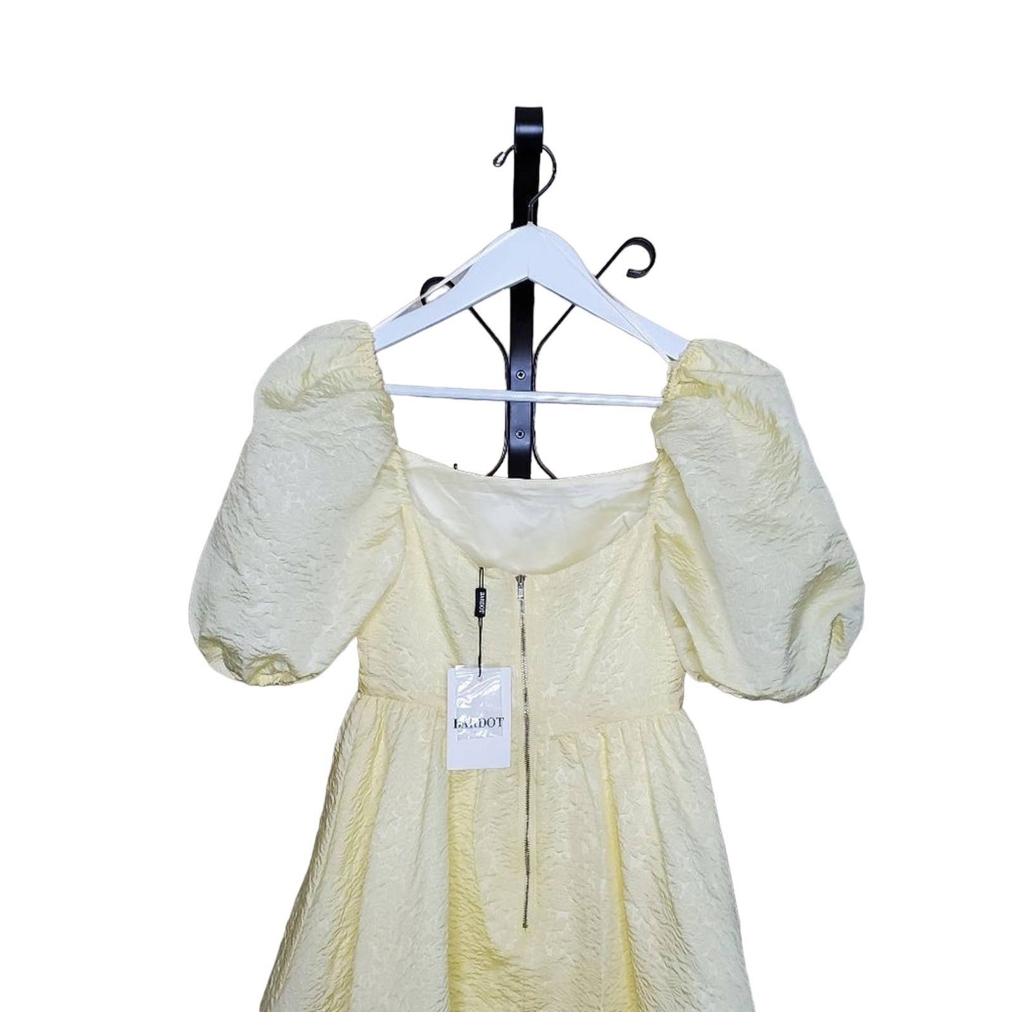 NEW Bardot Puff Sleeve Yellow Mini Dress, Size XXS/UK6/US0-2